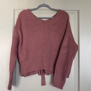 EXPRESS Mauve Woven Sweater With Tie Back